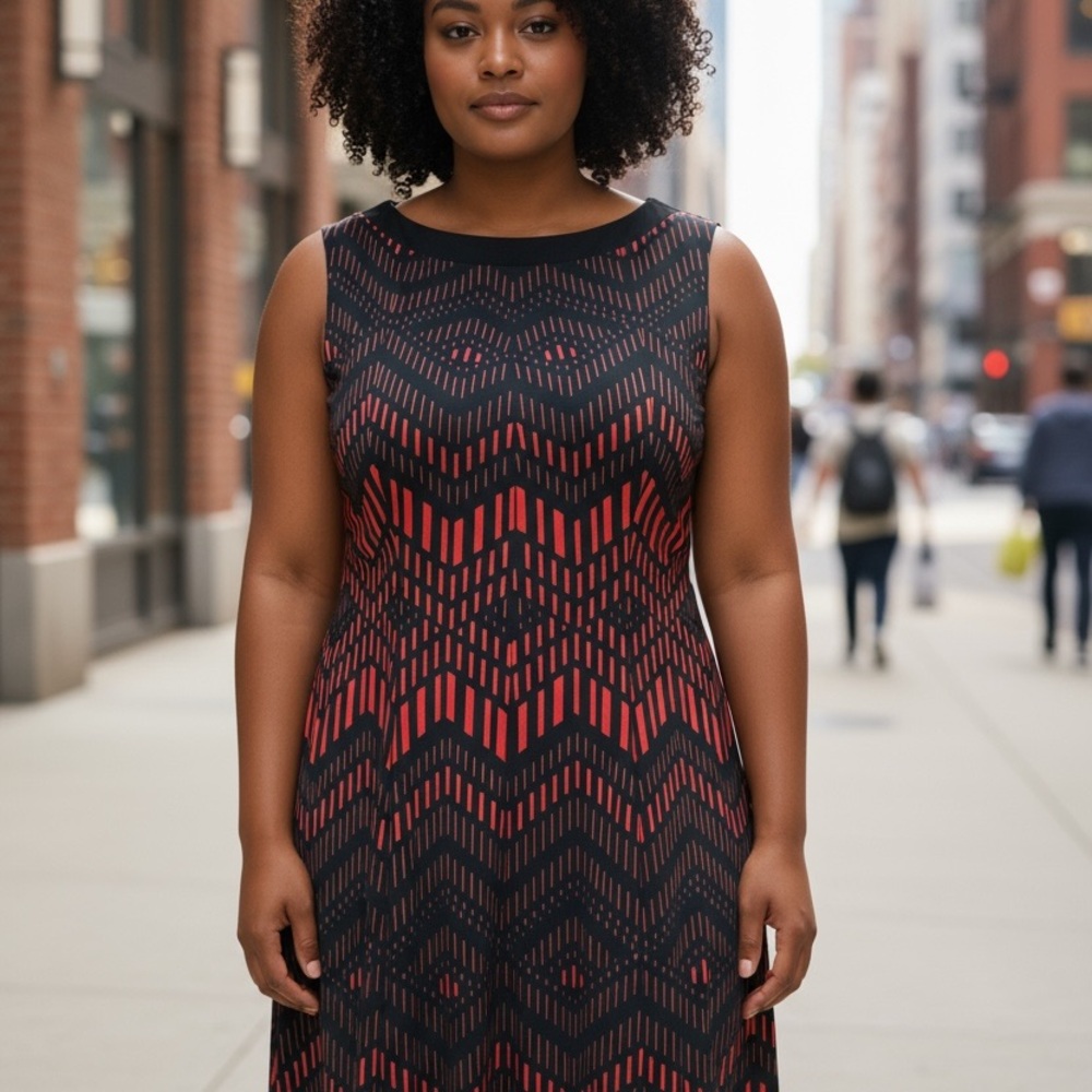 Danny & Nicole Black Dress with Red Stripes
